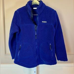 Columbia Women's Small Full Zip Fleeze Sherpa Royal Navy Blue Jacket Pockets